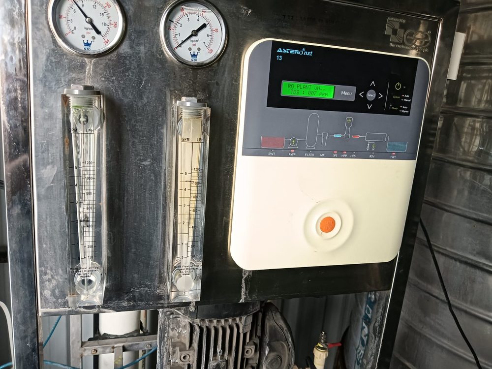 RO plant plumbing with pressure gauges on-site