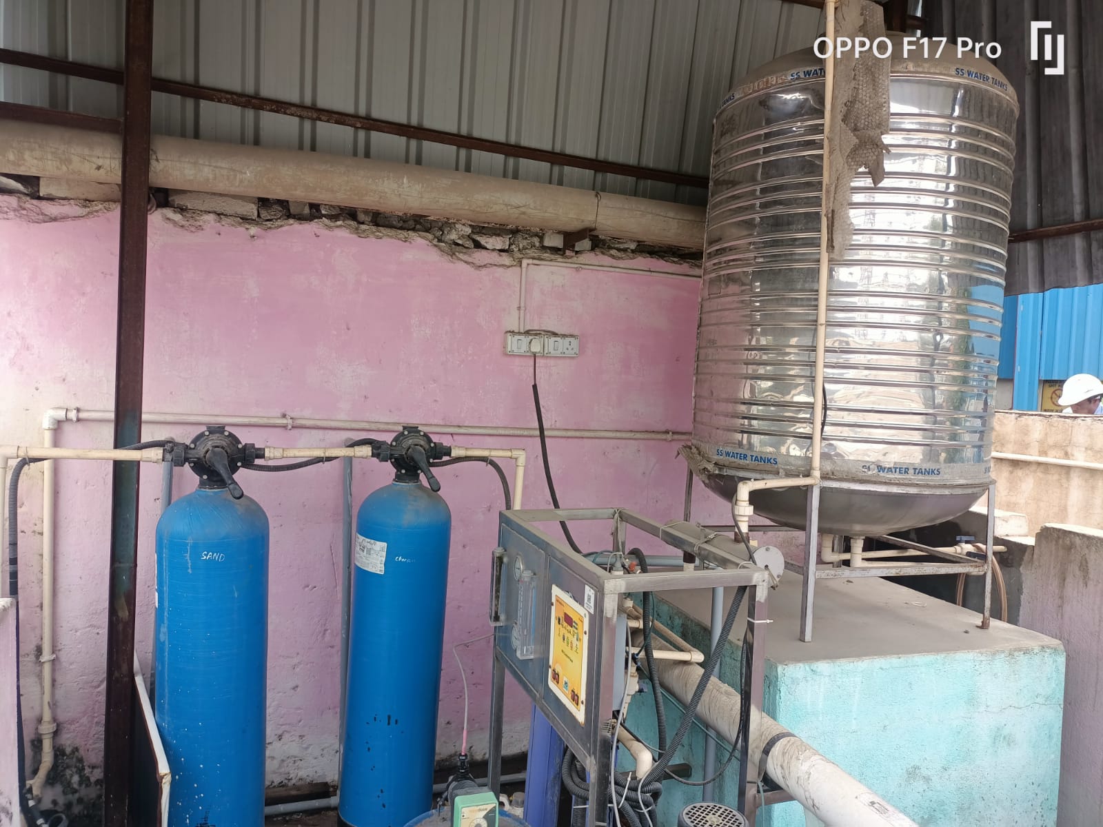 Rooftop RO plant with overhead tank